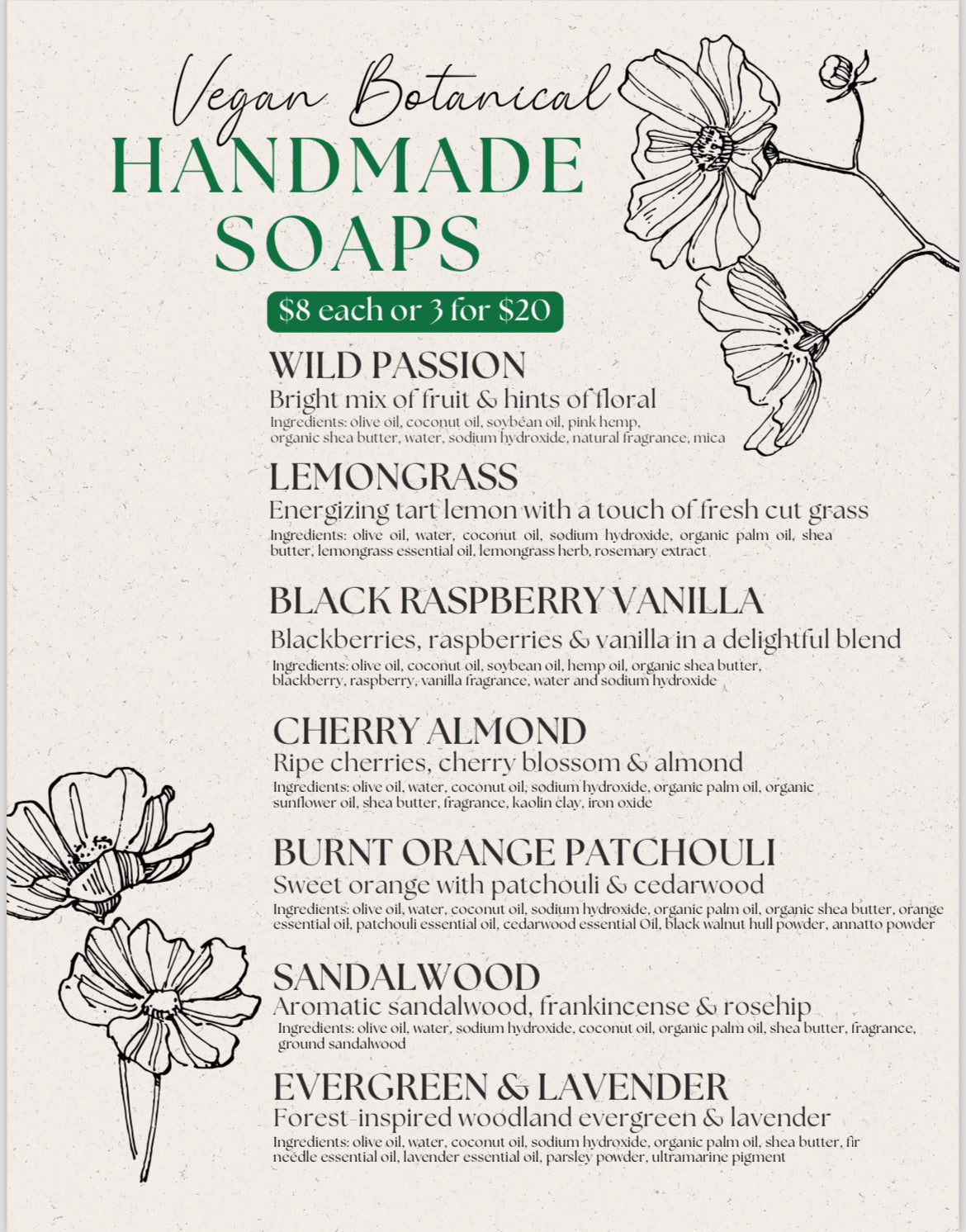CHERRY ALMOND - Vegan Botanical Handmade Soap