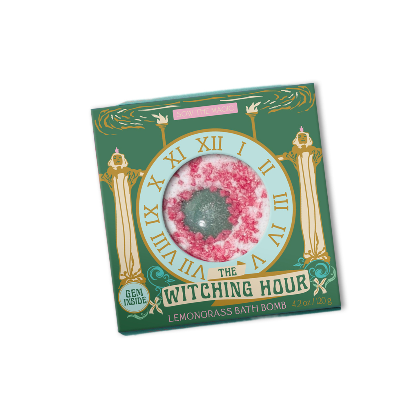 ๐ The Witching Hour Lemongrass Bath Bomb with Aventurine Gemstone