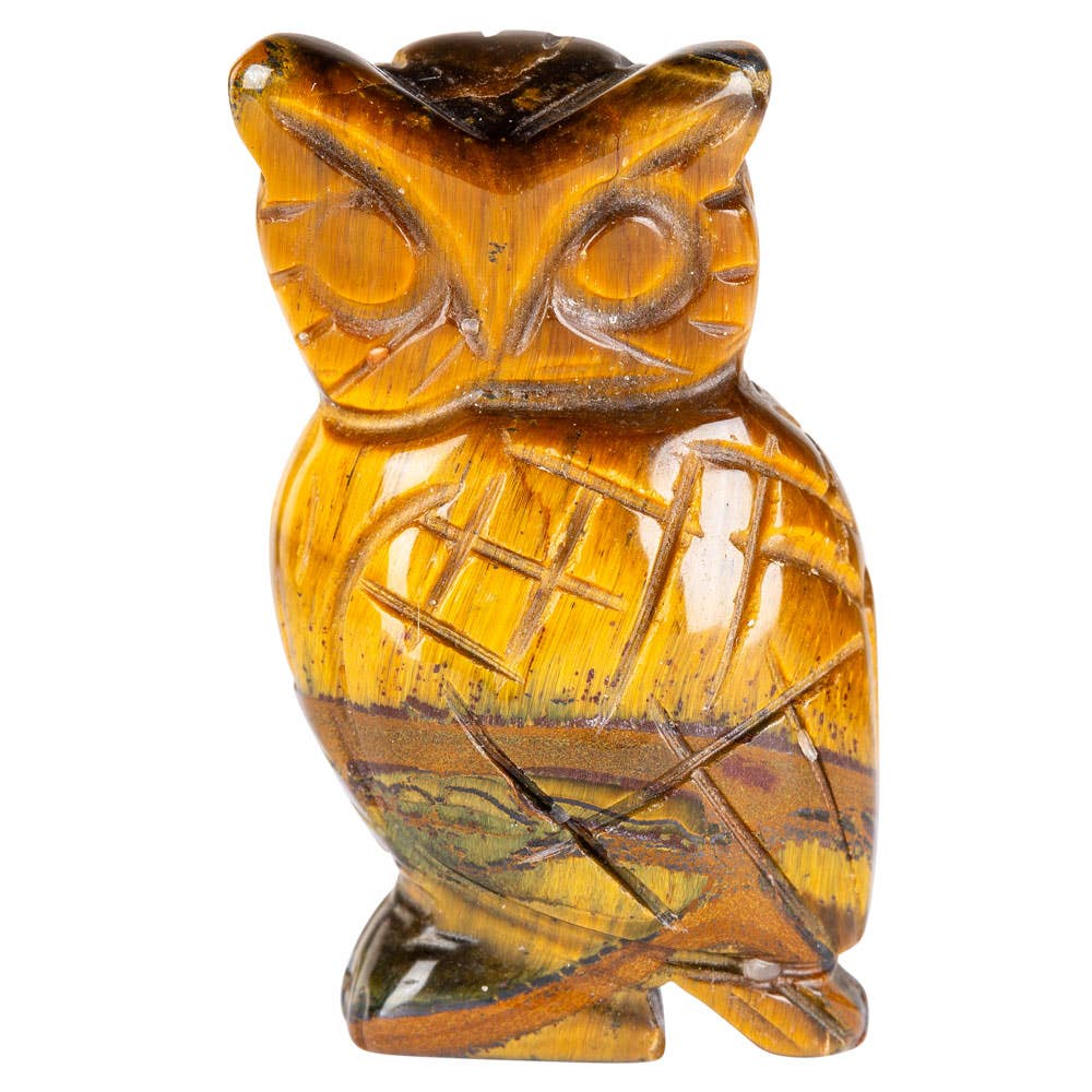 CARVED GEMSTONE OWLS: GREEN AVENTURINE