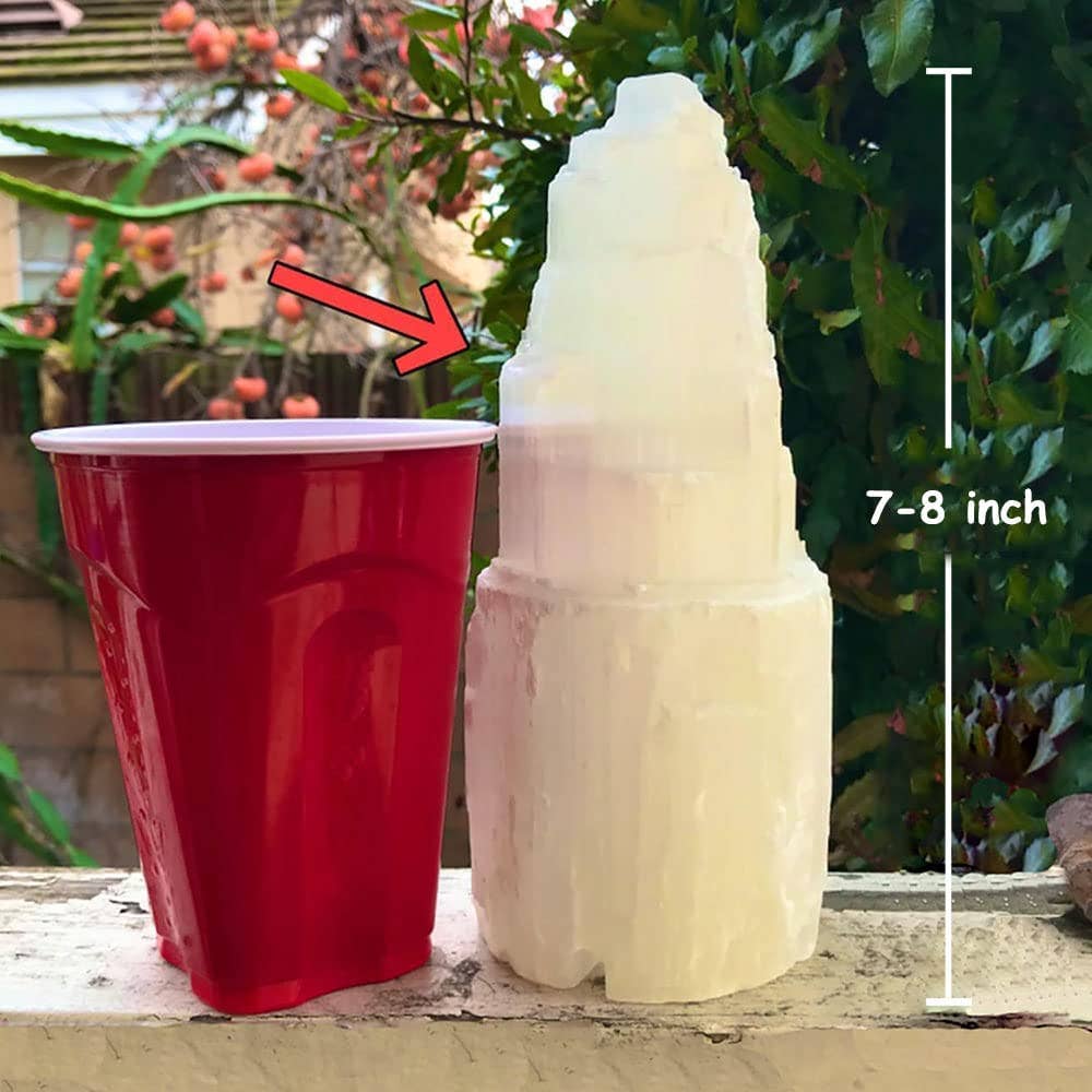 Selenite Lamp Stone Crystal Rock Lamps Switch cord bulbs: 8"