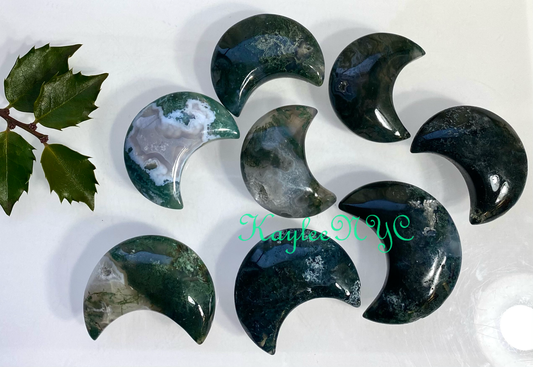 Natural Moss Agate Crystal Healing Moon