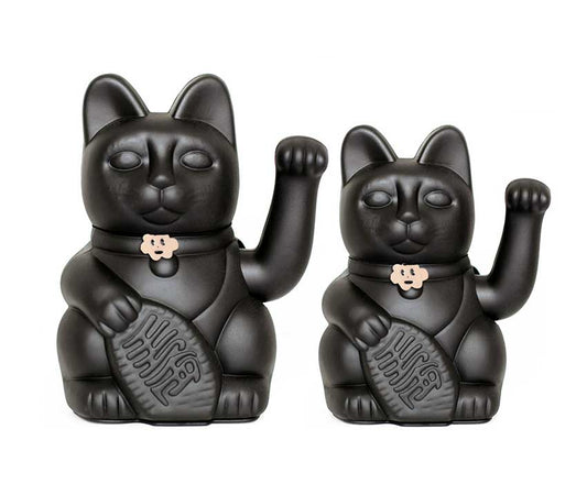 LuckyCat Black Fortune Cat: M - 15x10x6 cm