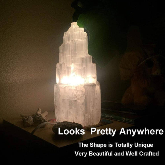 Selenite Lamp Stone Crystal Rock Lamps Switch cord bulbs: 8