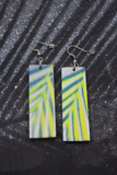 "Ferns" - Hand-Made Earrings (Green, Yellow & Silver)