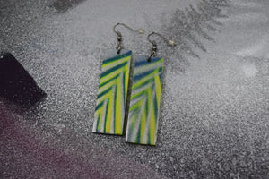 "Ferns" - Hand-Made Earrings (Green, Yellow & Silver)