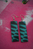 "Ferns" - Hand-Made Earrings (Black & Blue)