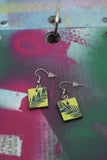 "Ferns" - Hand-Made Earrings (Yellow & Blue)