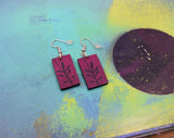 "Ferns" - Hand-Made Earrings (Black & Pink)