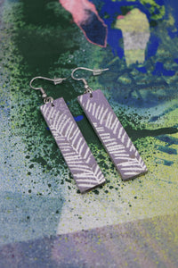 "Ferns" - Hand-Made Earrings (Silver & Purple)