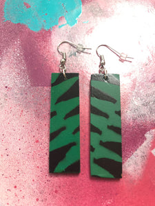 "Ferns" - Hand-Made Earrings (Black & Green)